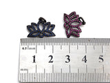CZ Micro Pave lotus Flower Charm, Lotus Flower Cubic Zirconia Pendant, Black/Fuchsia/Cobalt CZ Yoga Charm Findings, 15x19mm,SKU#X134