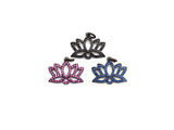 CZ Micro Pave lotus Flower Charm, Lotus Flower Cubic Zirconia Pendant, Black/Fuchsia/Cobalt CZ Yoga Charm Findings, 15x19mm,SKU#X134