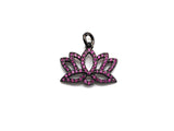 CZ Micro Pave lotus Flower Charm, Lotus Flower Cubic Zirconia Pendant, Black/Fuchsia/Cobalt CZ Yoga Charm Findings, 15x19mm,SKU#X134