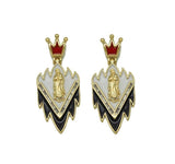 CZ Enamel Virgin Mary on Triangle Shape with Crown Charm, Sku#LD284