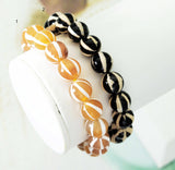 Natural Pumpkin Tibetan Agate Round Smooth Stretchy Bracelet, Sku#EF143C