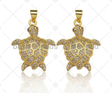 18K Gold Turtle Pendant,Tortoise Charm, Animal Pave Pendant, Gold Turtle Charm, 21x26mm, Sku#LK51