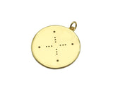 Gold Filled CZ Micro Pave Compass On Round Coin Shape Pendant, 18k Gold Filled Medallion Charm, Necklace Bracelet Pendant,25x27mm,Sku#Z1359