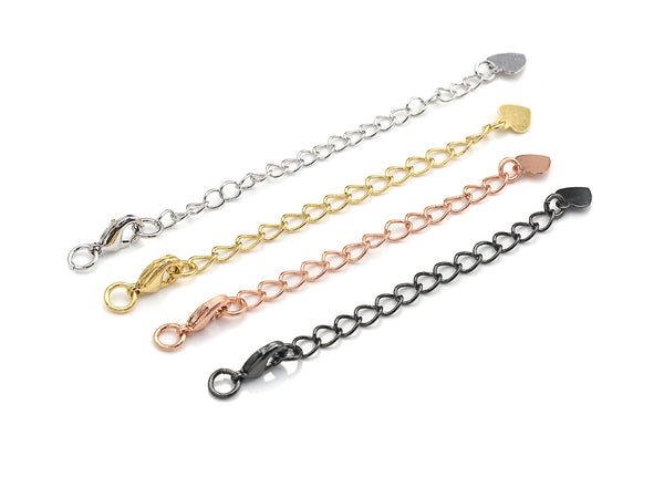 5pc Plain Round Lobster Clasps with heart/Drop extention chain, Gold/Silver/Rose Gold/Gunmetal lobster claw clasps, 7x12mm, sku#A98