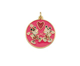 Colorful Enamel Mickey Mouse On Round Coin Pendnat,Red Black Enamel Gold Charm , Colorful Enamel, 23x20mm, Sku#LK263