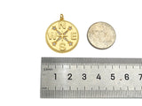 Gold Filled CZ Micro Pave Compass On Round Coin Shape Pendant, 18k Gold Filled Medallion Charm, Necklace Bracelet Pendant,25x27mm,Sku#Z1359