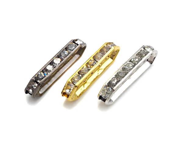 10pc Rhinestone Jewerly Separator Bar with 3 holes, Crystal Separator bar for necklace bracelet making, Bridal Jewelry, 8x27mm, sku#C112