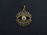Colorful cz Pave Evil Eye Pendant,CZ Micro Pave eye pendant, Pave Jewelry, 27x30mm, sku#F1062