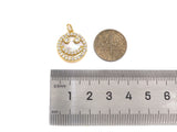 Mother-of-pearl Inlay Smiley Face Round Pendant/Charm, Cubic Zirconia Pendant Charm, MOP Charm, 18x16mm,Sku#L368