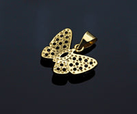 Gold Fuchsia CZ Butterfly Shape Charm, Sku#LK76