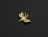 Colorful CZ Micro Pave Dragonfly Shape Pendant,Cubic Zirconia Dragonfly Charm, Gold Tone, 12x16mm,sku#Z739
