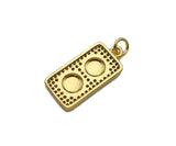 CZ Micro Pave 18k Gold Duble Button On  Rectangle Pendant, Cubic Zirconia Medallion Pendant Charm, CZ Screw Pendant,11x23mm, Sku#LK203