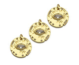 CZ Micro Pave Evil Eye On Round Coin Shape Pendant,Cubic Zir