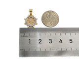 CZ Micro Pave Helm Shape Charm/Pendant, Dual CZ Sailer Wheel Shape Charm, Pave Pendant Charm,13x15mm, Sku#F1217