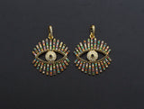 Colorful cz Pave Evil Eye Pendant,CZ Micro Pave eye pendant, Pave Jewelry, 27x30mm, sku#F1062