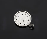 North Star on Disc Round Coin Pendant,North Star Cubic Zirconia Pendant, Silver/Gold Plated,16x19mm,Sku#F1267