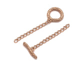 1 Set Textured Fancy Toggle Clasp with extension chain, Gold/Silver/Rose Gold/Gunmetal Toggle Clasp, T-bar closures, 12mm, sku#Y288