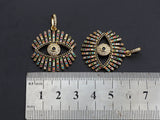 Colorful cz Pave Evil Eye Pendant,CZ Micro Pave eye pendant, Pave Jewelry, 27x30mm, sku#F1062
