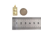 CZ Micro Pave 18k Gold Duble Button On  Rectangle Pendant, Cubic Zirconia Medallion Pendant Charm, CZ Screw Pendant,11x23mm, Sku#LK203