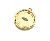 CZ Micro Pave Evil Eye On Round Coin Shape Pendant,Cubic Zir