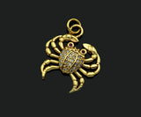 CZ Micro Pave Dainty Gold Crab Shape Charms, Dainty Crab Charms, Gold Charm Pendant, Crab Necklace Charms, 18x20mm, Sku#F1336