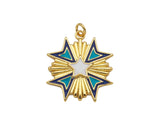 Gold Filled Enamel Star Medallion Pendant, 18K Gold Filled Tuequoise Blue/White Enamel Charm,Enamel Jewelry,23x24mm,Sku#Z1361