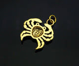 CZ Micro Pave Dainty Gold Crab Shape Charms, Dainty Crab Charms, Gold Charm Pendant, Crab Necklace Charms, 18x20mm, Sku#F1336