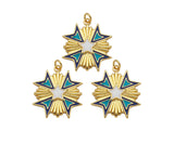 Gold Filled Enamel Star Medallion Pendant, 18K Gold Filled Tuequoise Blue/White Enamel Charm,Enamel Jewelry,23x24mm,Sku#Z1361