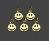 18K Dainty Gold Cute Smiley Face Shape Pendant/Charm,Smiley