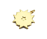 Gold Filled Enamel Star Medallion Pendant, 18K Gold Filled Tuequoise Blue/White Enamel Charm,Enamel Jewelry,23x24mm,Sku#Z1361
