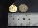 North Star on Disc Round Coin Pendant,North Star Cubic Zirconia Pendant, Silver/Gold Plated,16x19mm,Sku#F1267