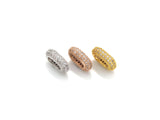 Big Hole CZ Pave Oval beads, Cubic Zirconia Spacer Beads, European Large hole Oval Bead, 3x7x11mm, sku#Z884