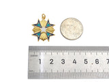 Gold Filled Enamel Star Medallion Pendant, 18K Gold Filled Tuequoise Blue/White Enamel Charm,Enamel Jewelry,23x24mm,Sku#Z1361