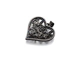 Bagette CZ Micro Pave Filigree Heart Pendant, Heart Shaped Pave Pendant, Gold/Rose Gold/Silver/Gunmetal plated, 28mm, Sku#FH44