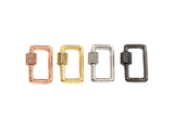 Clear CZ Micro pave Rectangle Shape Clasp, CZ Pave Clasp, Gold/Silver/Rose Gold/Gunmetal Carabiner Clasp, 13x21mm, sku#H186