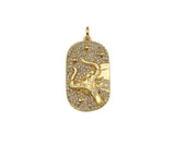 CZ Micro Pave Ox-head On Oval Shape Pendant/Charm,SKU#F1391
