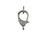 CZ Micro Pave Teardrop Lobster Claw Clasp, Antique Silver Plated Cubic Zirconia Clasp, 12x23mm,sku#H174