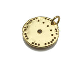 CZ Micro Pave Evil Eye On Hammered Coin Pendant/Charm,Cubic Zirconia Gold/Silver Charm, Necklace Bracelet Charm Pendant,16x16mm, Sku#L398