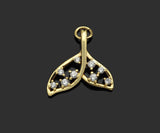 CZ Micro Pave Whale Tail Shape Pendan,18K Gold Charm, Necklace Bracelet Charm Pendant,17x17mm,Sku#FH156