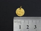 Moon Star on Disc Pendant, Embossment Coin Pendant, 24K Gold Tone,12mm, Sku#Z774