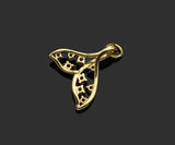 CZ Micro Pave Whale Tail Shape Pendan,18K Gold Charm, Necklace Bracelet Charm Pendant,17x17mm,Sku#FH156