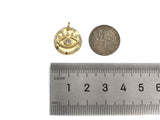 CZ Micro Pave Evil Eye On Hammered Coin Pendant/Charm,Cubic Zirconia Gold/Silver Charm, Necklace Bracelet Charm Pendant,16x16mm, Sku#L398