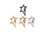 Clear Cz Micro pave Star Clasp, CZ Pave Clasp, Gold/Silver/Rose Gold/Gunmetal Carabiner Clasp, 21x32mm, sku#H187