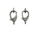 CZ Micro Pave Teardrop Lobster Claw Clasp, Antique Silver Plated Cubic Zirconia Clasp, 12x23mm,sku#H174