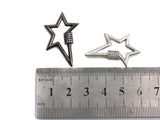 Clear Cz Micro pave Star Clasp, CZ Pave Clasp, Gold/Silver/Rose Gold/Gunmetal Carabiner Clasp, 21x32mm, sku#H187