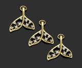CZ Micro Pave Whale Tail Shape Pendan,18K Gold Charm, Necklace Bracelet Charm Pendant,17x17mm,Sku#FH156