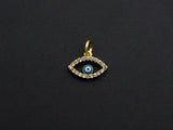 Cute CZ Micro Pave Enamel Evil Eye Pendant/Charm, Gold Plated Tiny Eye Charm, 9x12mm, sku#Z775