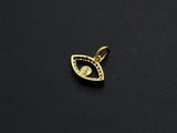 Cute CZ Micro Pave Enamel Evil Eye Pendant/Charm, Gold Plated Tiny Eye Charm, 9x12mm, sku#Z775