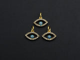Cute CZ Micro Pave Enamel Evil Eye Pendant/Charm, Gold Plated Tiny Eye Charm, 9x12mm, sku#Z775