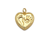 High Polished Hand and Foot On Heart Shape Charms,  18x18mm,Sku#F1273C